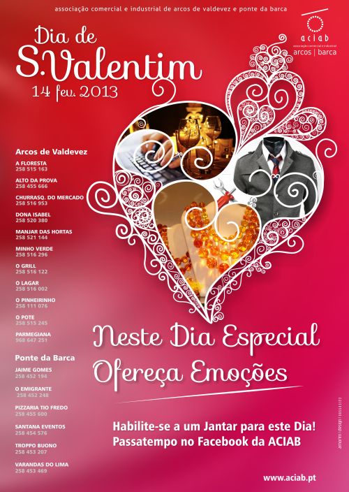Dia de São Valentim  Ofereça Emoções, Compre no Comércio Tradicional de  Arcos de Valdevez e de Ponte da Barca - ACIAB - Associação Comercial e  Industrial de Arcos de Valdevez e
